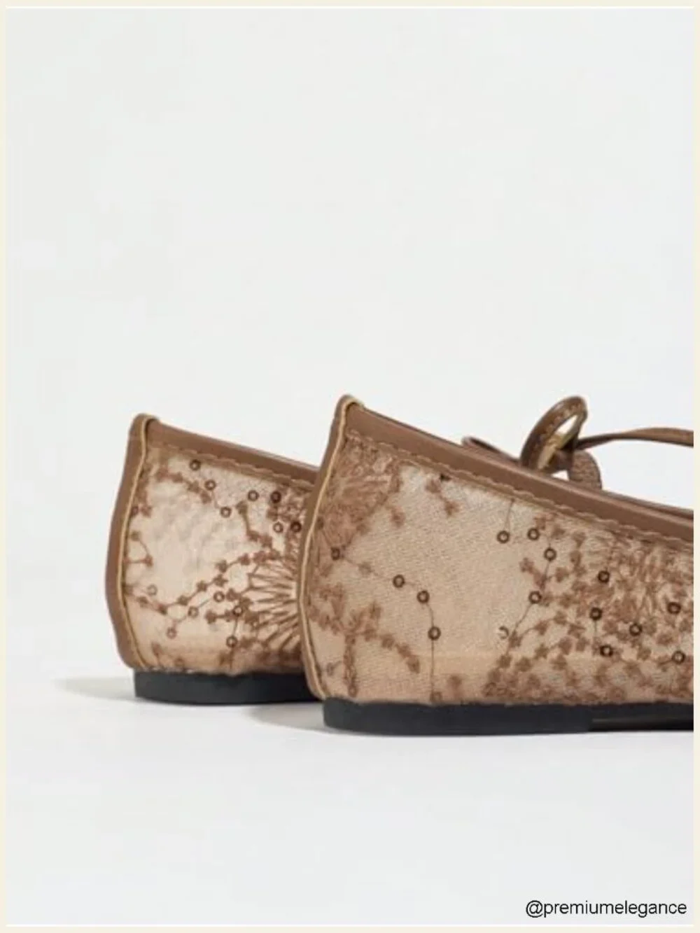 Lace Mesh Ballet Flats Square Toe Maryjane Floral Embroidery Dress Shoes